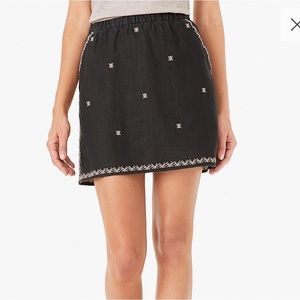 Embroidered linen mini skirt